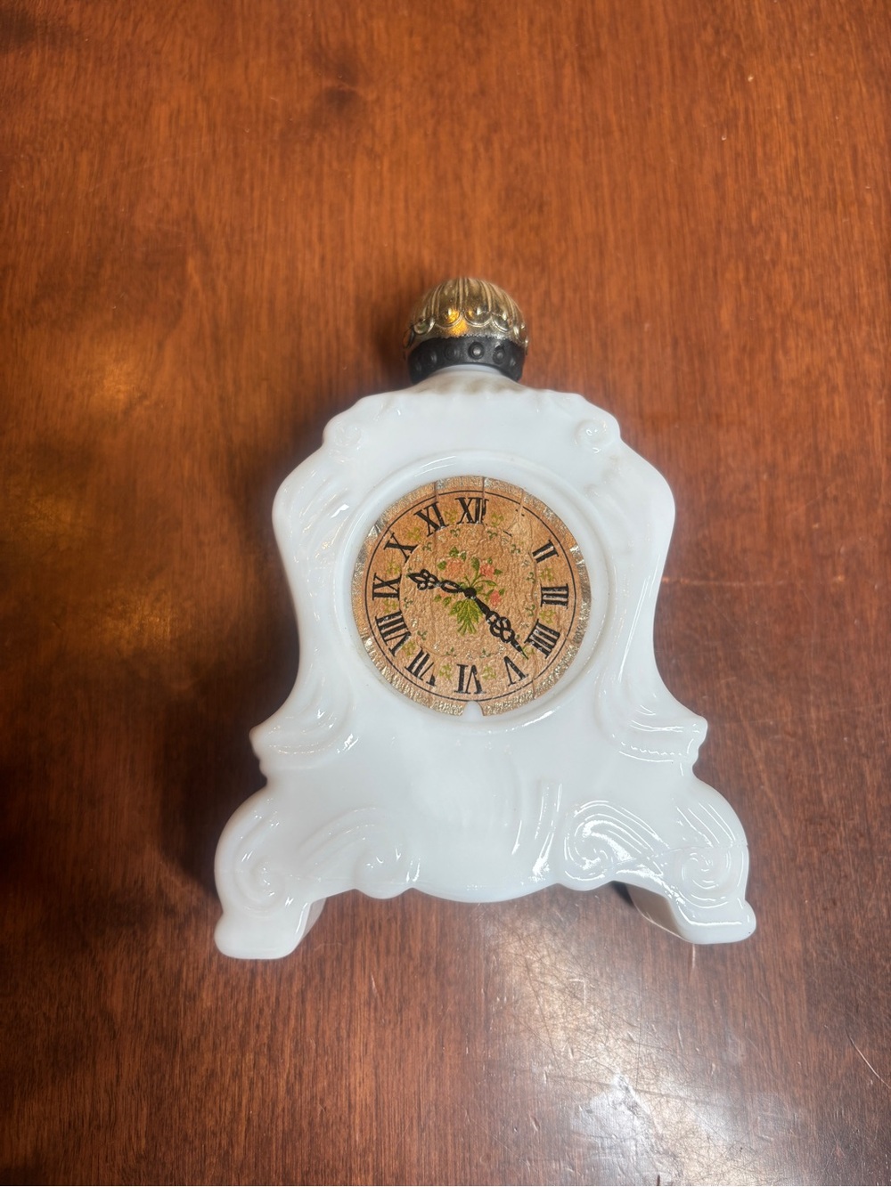 Avon White Decorative Mantel Clock with Gold-Tone Accent